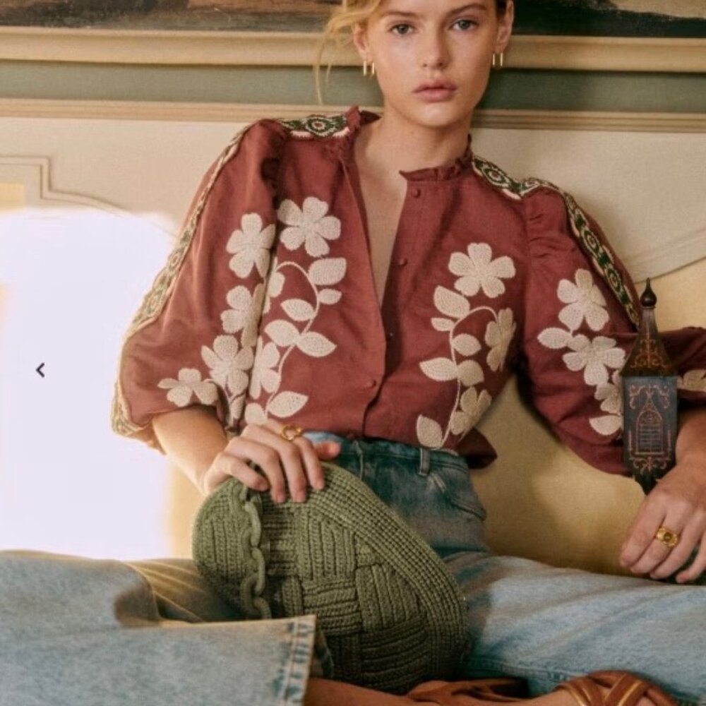 NWT Sezane Anton dusty rose blouse size 38